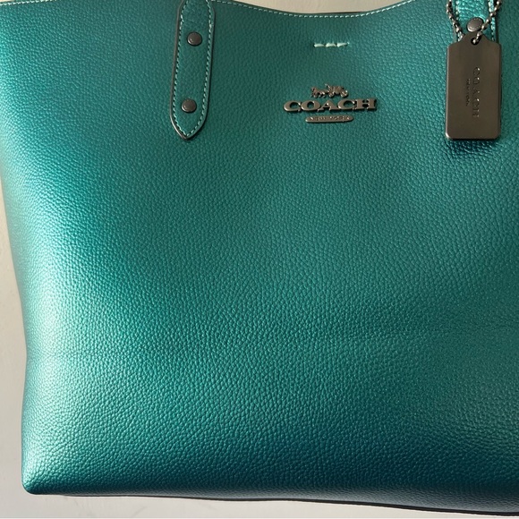 COACH‎ Style F79983 Green Metallic Town Tote - Picture 6 of 11
